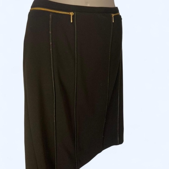 Calvin Klein Black Pencil Skirt with Gold Zippers 8 - Picture 1 of 6